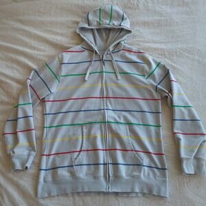 Jordan Craig Casual Gray Multicolor Striped Cotton Zip Up Jacket Size XL